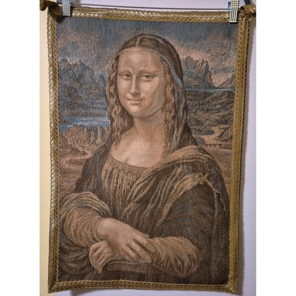 Vintage Tapestry with Mona Lisa Superb Condition Gold Trim